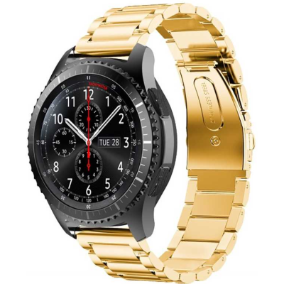 Spacecase Stainless Steel - Universal Μεταλλικό Λουράκι για Smartwatches (22mm) από Ανοξείδωτο Ατσάλι - Gold (5903943240623)