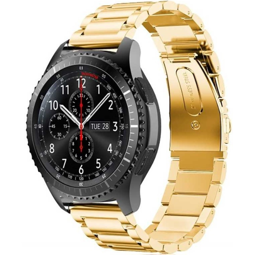 Spacecase Stainless Steel - Universal Μεταλλικό Λουράκι για Smartwatches (20mm) από Ανοξείδωτο Ατσάλι - Gold (5903943240586)