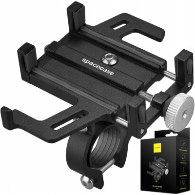 Spacecase Universal Bike Phone Holder BH01 - Μεταλλική Βάση Στήριξης Ποδηλάτου / Μηχανής / Scooter για Smartphones / Κινητά 4.7" - 7" - Black (5905719109486)