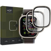 Hofi Premium Pro+ Tempered Glass Ring - Αντιχαρακτικό Γυαλί Προστασίας Οθόνης με Μεταλλικό Πλαίσιο - Apple Watch Ultra 3 / Ultra 2 / Ultra 1 49mm - Titanium - 2 Τεμάχια (5906302309993)