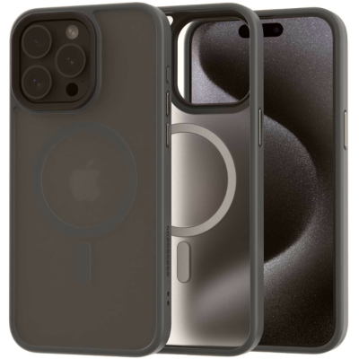 Θήκη Apple iPhone 15 Pro Max - Spacecase Hybrid MagSafe Σκληρή Ημιδιάφανη με MagSafe - Grey (5905719110123)