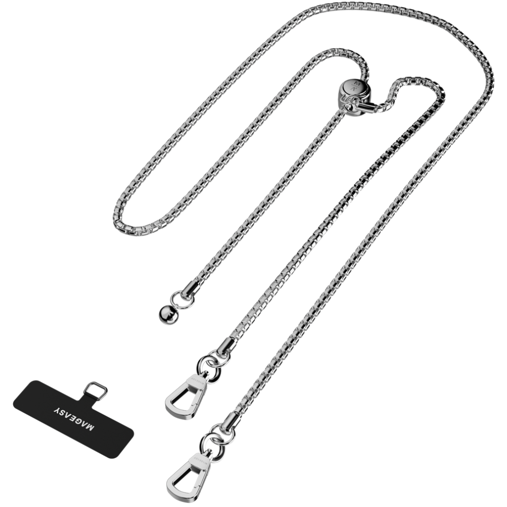 SwitchEasy MagEasy Metal Chain Strap & Strap Card - Μεταλλικό Αποσπώμενο Λουράκι Λαιμού για Θήκες Κινητών iPhone - Silver (MPHIPH223SV23)