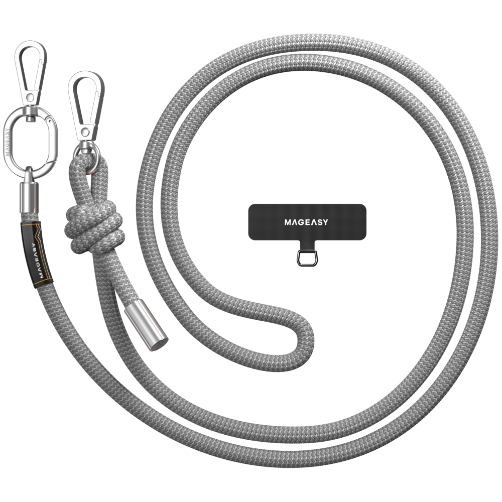 SwitchEasy MagEasy Rope Strap & Strap Card 8.3mm - Αποσπώμενο Λουράκι Λαιμού για Θήκες Κινητών iPhone - Gray (MPHIPH188GR23)