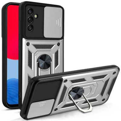 Ανθεκτική Θήκη με Κάλυμμα για την Κάμερα & Μεταλλικό Ring Holder - Samsung Galaxy M55 - Bodycell Armor Slide - Silver (5206015075308)