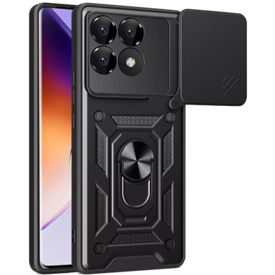 Ανθεκτική Θήκη με Κάλυμμα για την Κάμερα & Μεταλλικό Ring Holder - Xiaomi Poco F6 Pro - Bodycell Armor Slide - Black (5206015075346)