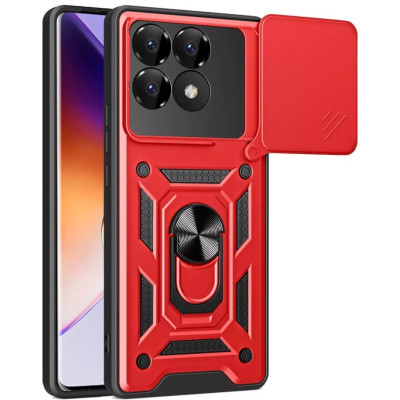Ανθεκτική Θήκη με Κάλυμμα για την Κάμερα & Μεταλλικό Ring Holder - Xiaomi Poco F6 Pro - Bodycell Armor Slide - Red (5206015075353)