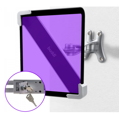 Buddi Lock Series Tablet Holder Wall Mount with Theft Protection - Universal Αντικλεπτική Βιδωτή Βάση Τοίχου για Στήριξη Tablet 9" - 14" - Silver - 5 Έτη Εγγύηση (8719246450679)