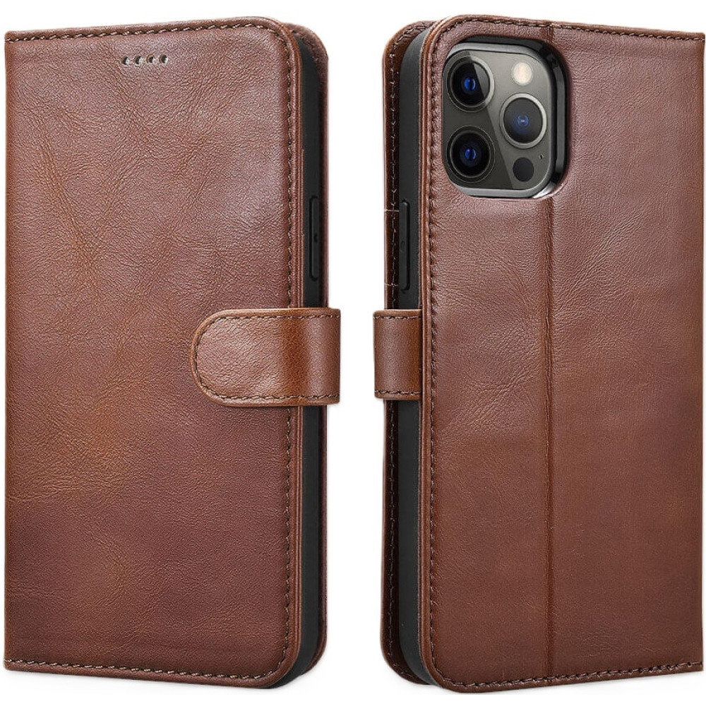 iCarer Crazy Horse Real Leather Detachable 2 in 1 Wallet - Δερμάτινη Θήκη / Πορτοφόλι με RFID - Apple iPhone 12 Pro Max - Coffee (WMI1208-CO)
