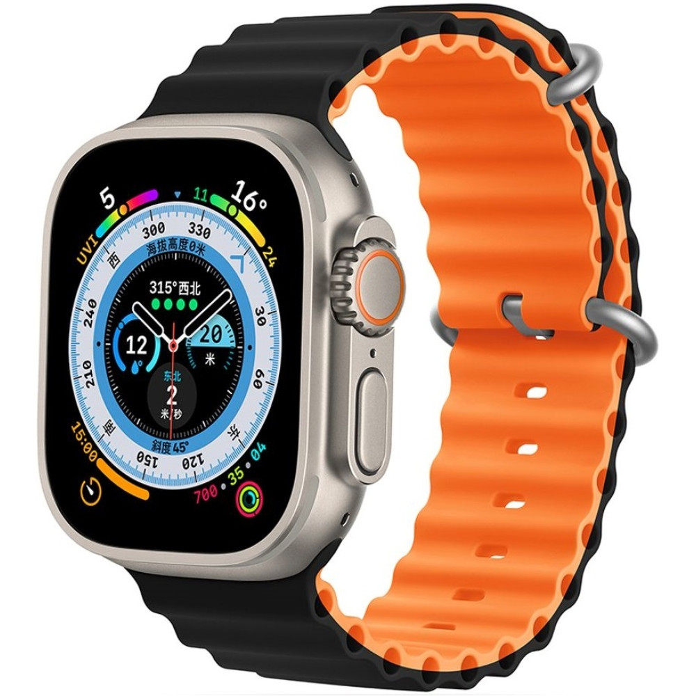 Tech-Protect Iconband Pro - Λουράκι Σιλικόνης Apple Watch Ultra/SE/11/10/9/8/7/6/5/4 (49/46/45/44mm) - Black / Orange (5906302310265)