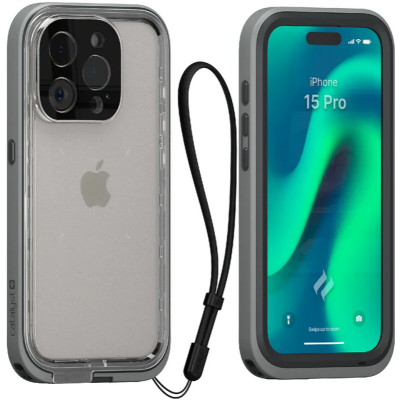 Catalyst Total Protection - Διάφανη Αδιάβροχη Θήκη Apple iPhone 15 Pro - Titanium Gray (CATIPHO15GRYMP)