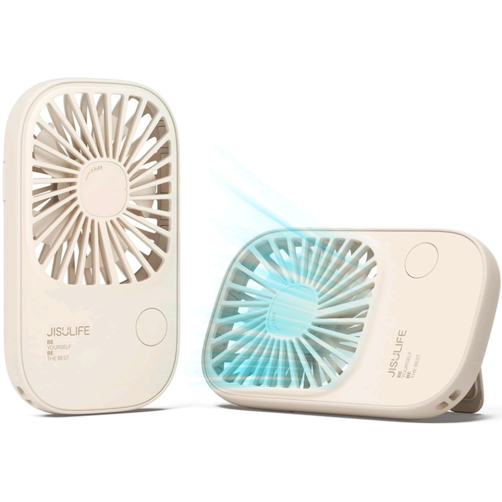 JisuLife Handheld Fan Life2 - Φορητό Επαναφορτιζόμενο Ανεμιστηράκι Χειρός / Γραφείου με KickStand & Λουράκι Λαιμού - 2000mAh - Light Brown (6975061532231)