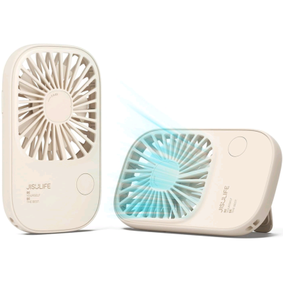 JisuLife Handheld Fan Life2 - Φορητό Επαναφορτιζόμενο Ανεμιστηράκι Χειρός / Γραφείου με KickStand & Λουράκι Λαιμού - 2000mAh - Light Brown (6975061532231)