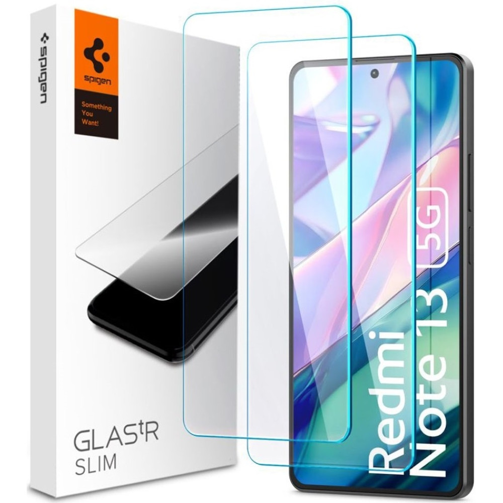 Αντιχαρακτικό Γυαλί Οθόνης - Xiaomi Redmi Note 13 5G / Redmi Note 13 4G / Redmi Note 13 Pro 4G / Redmi Note 13 Pro 5G / Redmi Note 14S / Poco X6 - Spigen GLAS.tR Slim Premium Tempered Glass - Clear - 2 Τεμάχια (AGL08294)