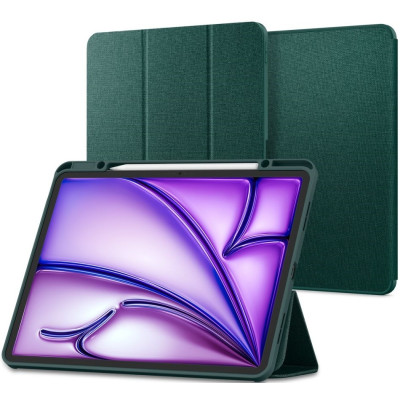 Σκληρή Flip Υφασμάτινη Θήκη με Υποδοχή Apple Pencil - Apple iPad Air 13" 2025 / 2024 - Spigen Urban Fit - Midnight Green (ACS07672)