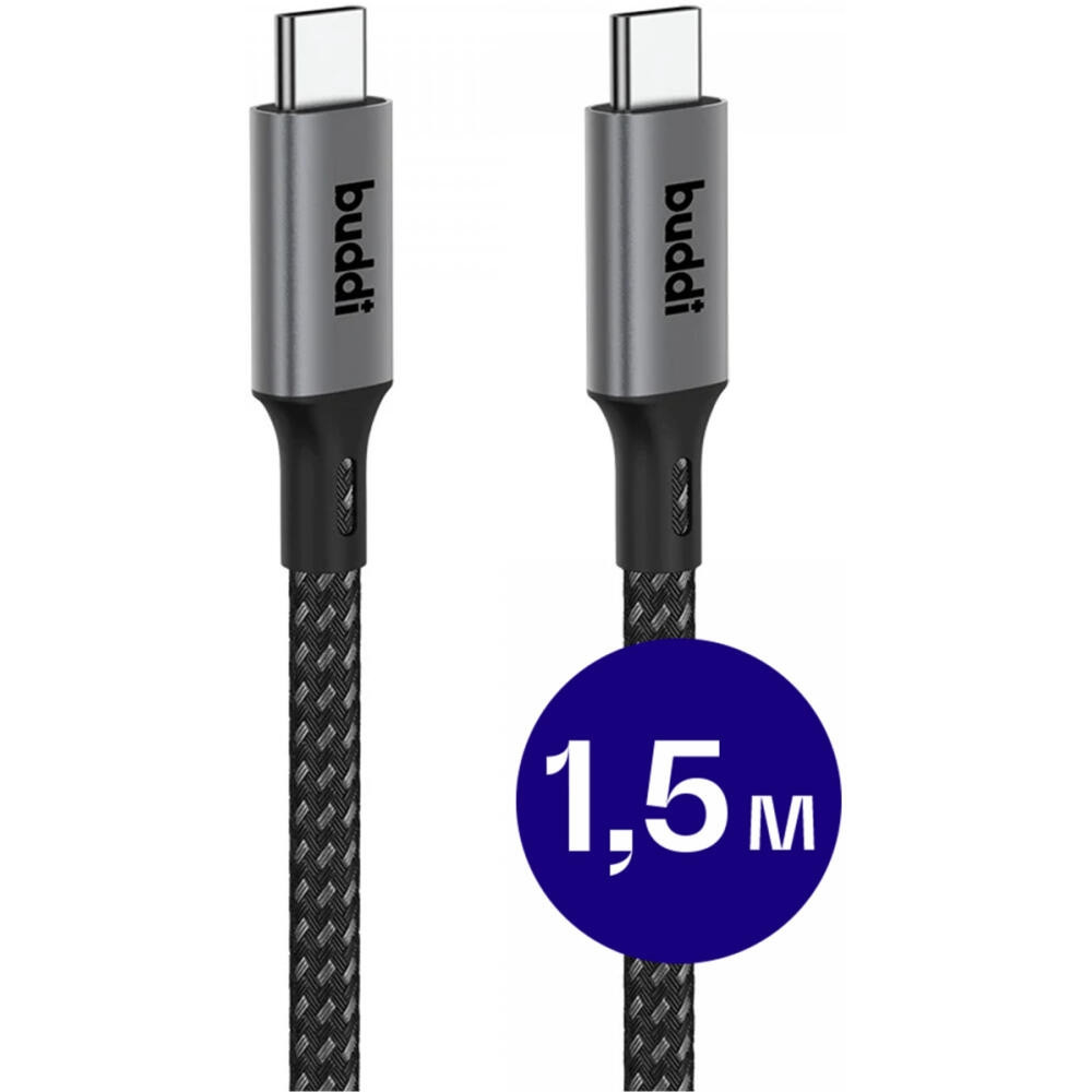 Buddi Flex - Καλώδιο Βίντεο 8K@60Hz / Φόρτισης 100W και Μεταφοράς Δεδομένων 20Gbps - Type-C σε Type-C - 150cm - Black - 5 Έτη Εγγύηση (8719246449017)