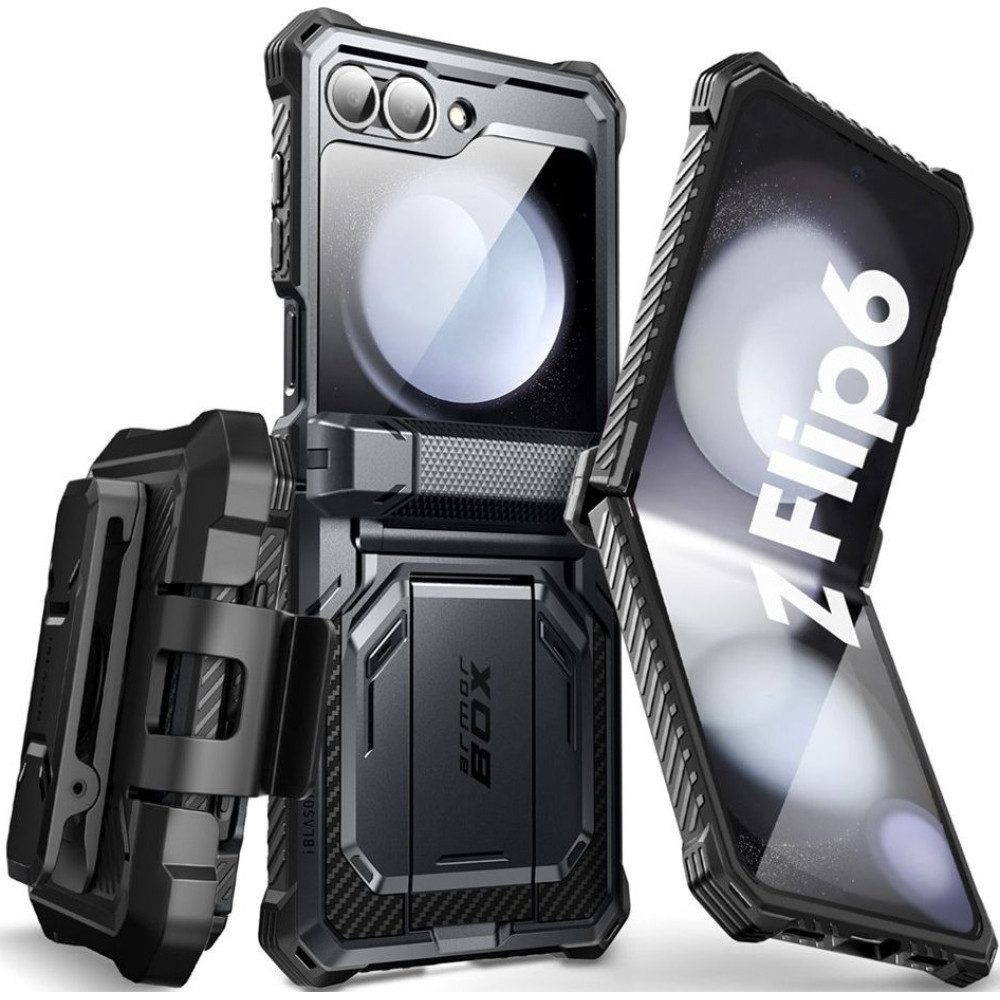 Ανθεκτική Θήκη με Κλιπ Ζώνης & Kickstand - Samsung Galaxy Z Flip7 FE / Z Flip6 - Supcase i-Blason Armorbox - Black (843439147072)