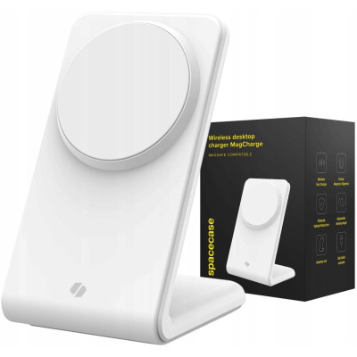 Spacecase WM2W Wireless Desktop Charger MagCharger - Βάση Ασύρματης Φόρτισης MagSafe για iPhone 16 / 15 / 14 / 13 / 12 - 15W - White (5905719110321)