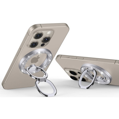 ESR HaloLock Ring Stand - Μεταλλική Μαγνητική Αναδιπλούμενη MagSafe Βάση / Finger Holder για iPhone 15 / 14 / 13 / 12 - Rhinestone Silver (4894240188828)