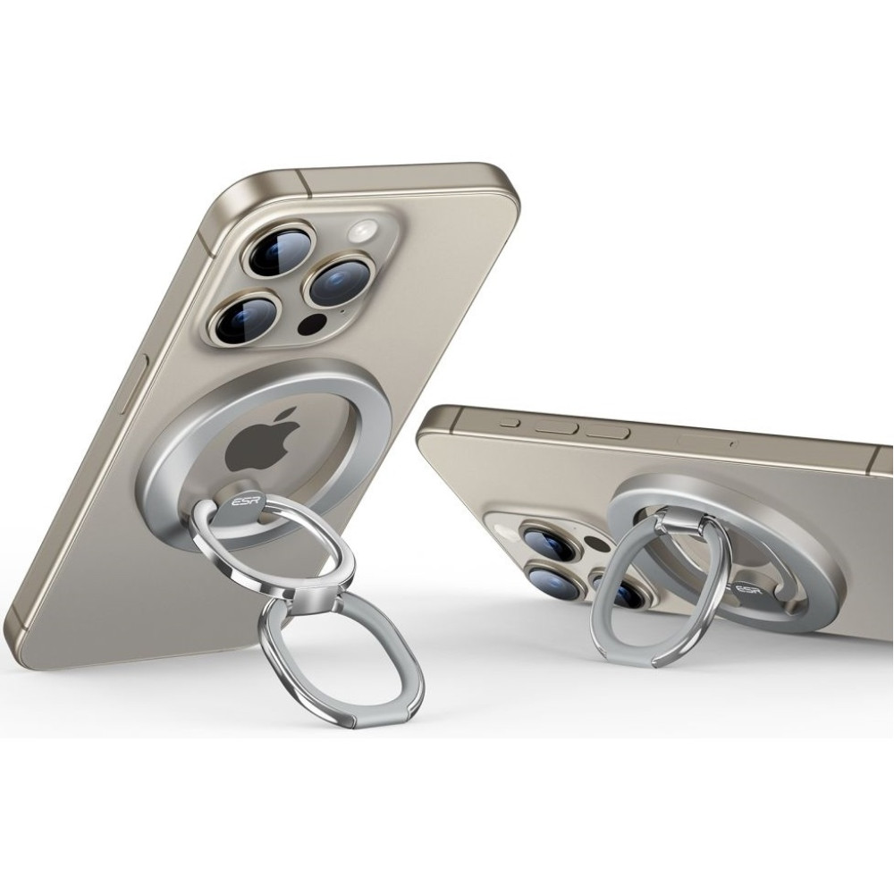 ESR HaloLock Ring Stand - Μεταλλική Μαγνητική Αναδιπλούμενη MagSafe Βάση / Finger Holder για iPhone 15 / 14 / 13 / 12 - Natural Titanium (4894240189504)