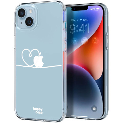 HappyCase - Διάφανη Θήκη Σιλικόνης - Apple iPhone 14 - Heart Print (8719246373169)