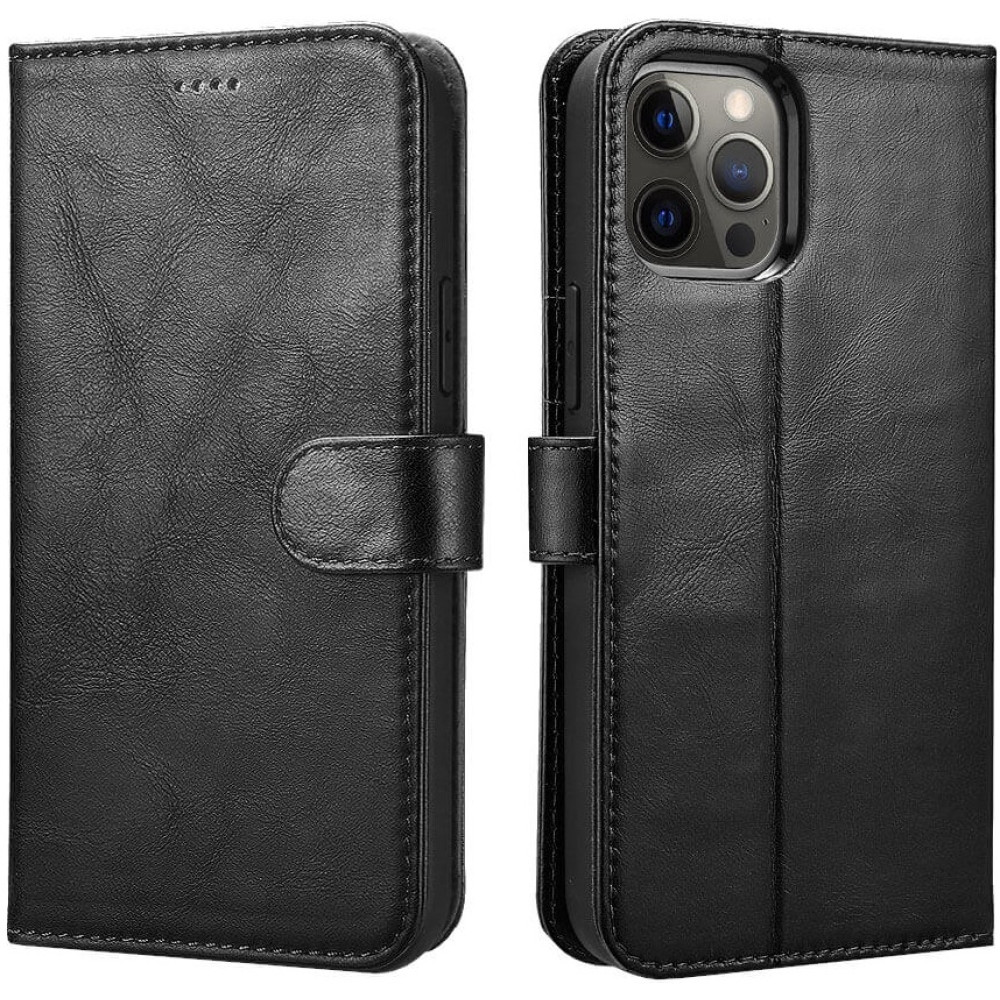 iCarer Crazy Horse Real Leather Detachable 2 in 1 Wallet - Δερμάτινη Θήκη / Πορτοφόλι με RFID - Apple iPhone 12 Pro Max - Black (WMI1208-BK)