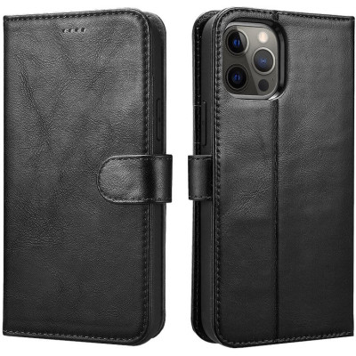 iCarer Crazy Horse Real Leather Detachable 2 in 1 Wallet - Δερμάτινη Θήκη / Πορτοφόλι με RFID - Apple iPhone 12 Pro Max - Black (WMI1208-BK)