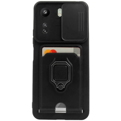 Bodycell Multifunction - Ανθεκτική Θήκη Xiaomi Redmi 13C 4G / Poco C65 με Λουράκι Λαιμού / Κάλυμμα Κάμερας / Ring Holder / Υποδοχή Κάρτας - Black (5206015073045)