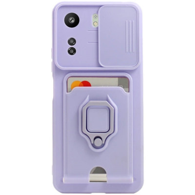 Bodycell Multifunction - Ανθεκτική Θήκη Xiaomi Redmi 13C 4G / Poco C65 με Λουράκι Λαιμού / Κάλυμμα Κάμερας / Ring Holder / Υποδοχή Κάρτας - Purple (5206015073052)