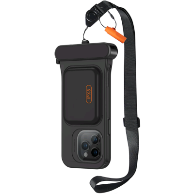 ESR Waterproof Pouch Pro - Αδιάβροχη Θήκη με Λουράκι Λαιμού & Υποδοχή για Κάρτες - Apple iPhone 15 Pro / 14 Pro / 13 Pro - IPX8 - Black (4894240195703)