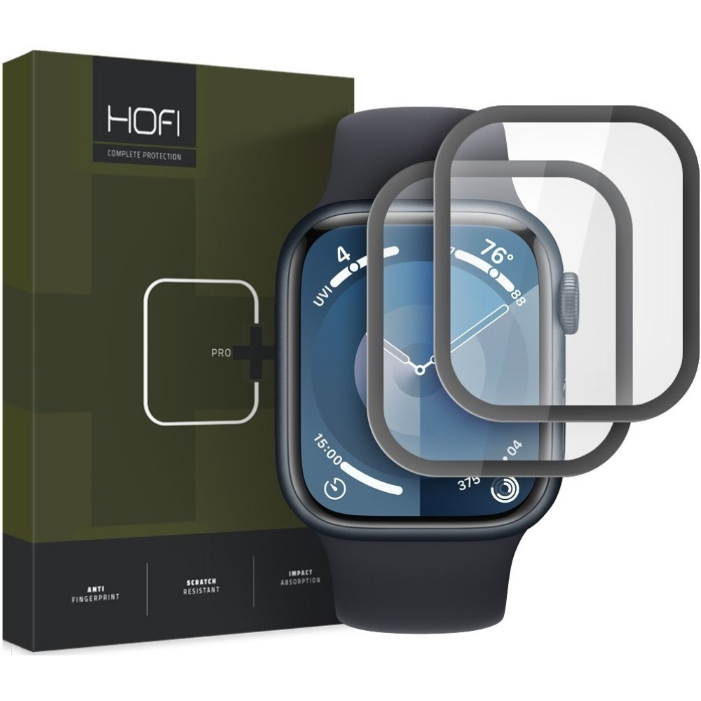 Hofi Premium Pro+ Hybrid Tempered Glass - Αντιχαρακτικό Γυαλί Οθόνης - Apple Watch 9 / 8 / 7 45mm - 2 Τεμάχια - Black (5906302302321)