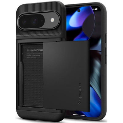 Ανθεκτική Θήκη με Υποδοχή για Κάρτες - Google Pixel 9 / 9 Pro - Spigen Slim Armor CS - Black (ACS07695)