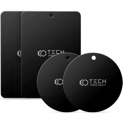 Tech-Protect Metalplate Magnetic Car Mount - Σετ Αυτοκόλλητες Μαγνητικές Μεταλλικές Πλάκες για Μαγνητική Βάση Αυτοκινήτου - 4 Τεμάχια - Black (9589046924637)