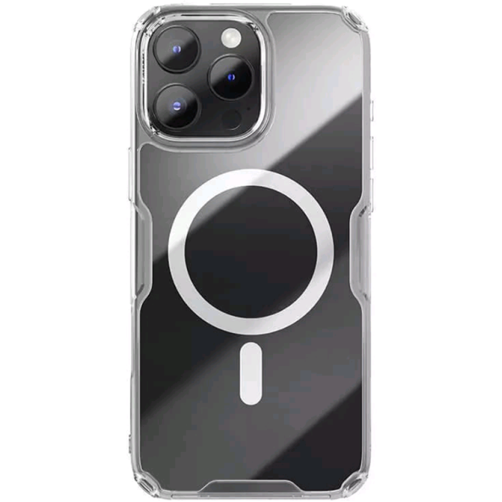 Σκληρή Διάφανη MagSafe Θήκη με TPU Bumper - Apple iPhone 16 Pro - Nillkin Nature TPU Pro Magnetic Case - Transparent (6902048287280)