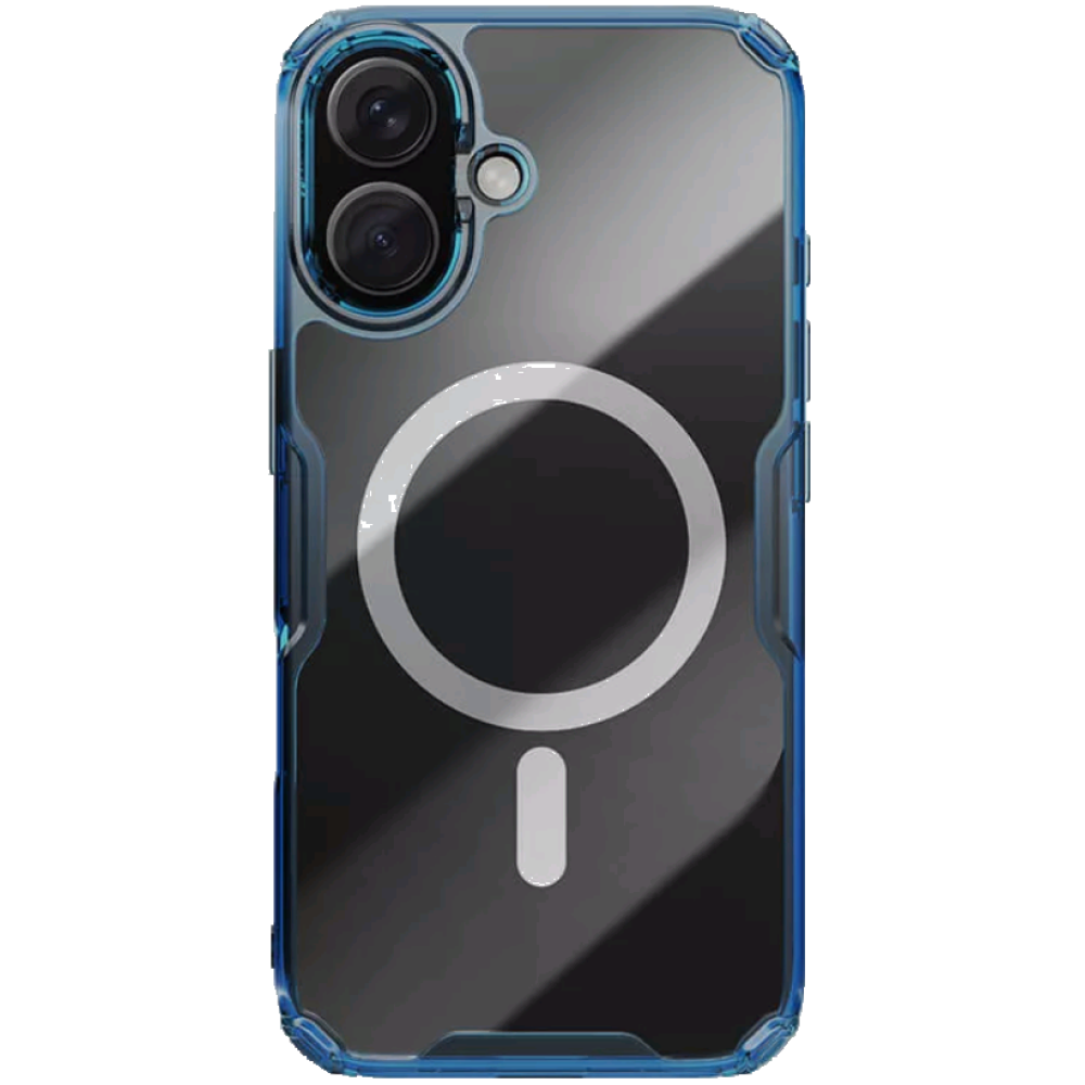 Σκληρή Διάφανη MagSafe Θήκη με TPU Bumper - Apple iPhone 16 - Nillkin Nature TPU Pro Magnetic Case - Blue (6902048287273)
