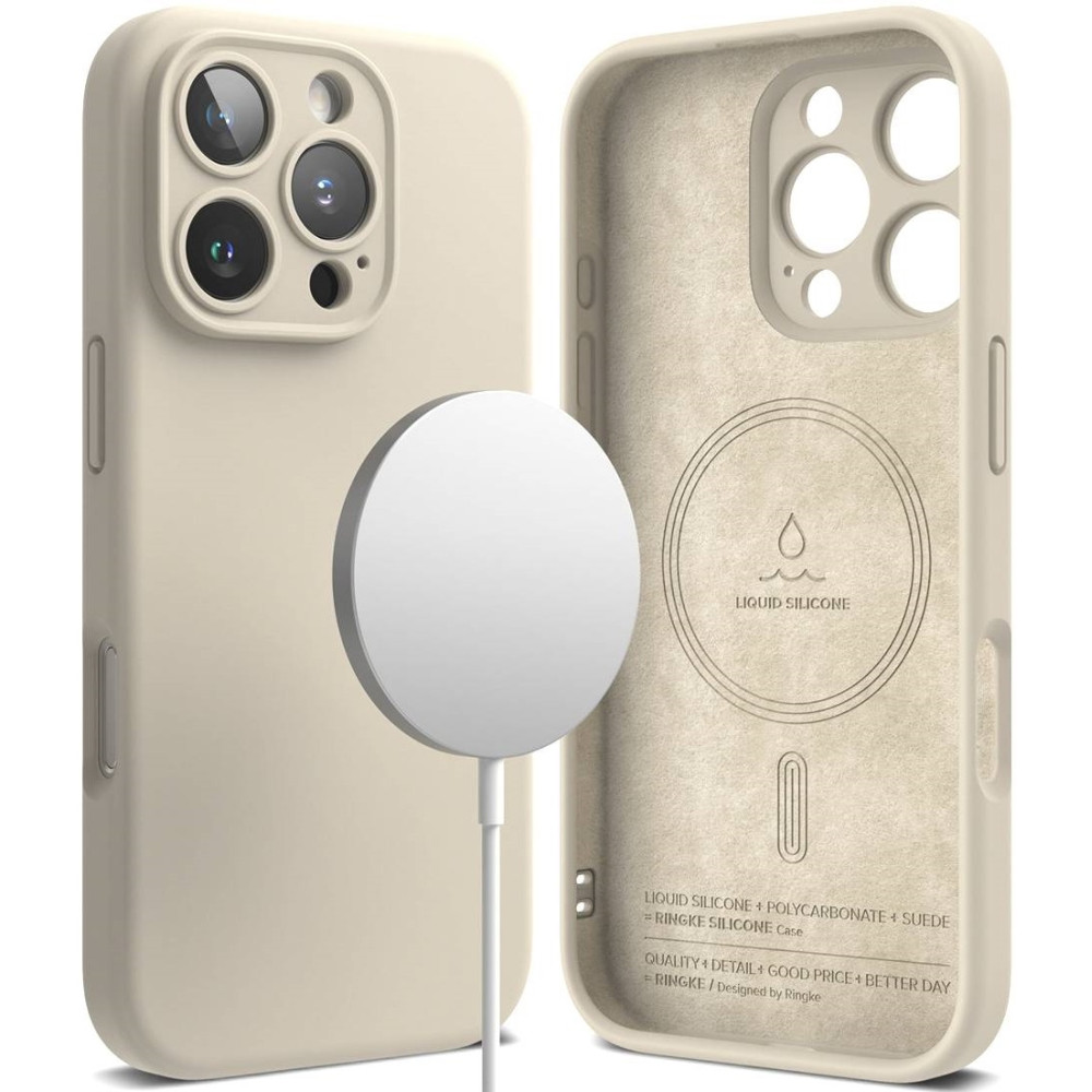 Ανθεκτική MagSafe Θήκη Σιλικόνης - Apple iPhone 16 Pro Max - Ringke Silicone Magnetic - Stone (8809961789663)