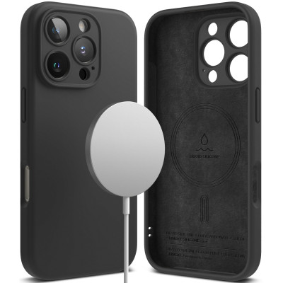 Ανθεκτική MagSafe Θήκη Σιλικόνης - Apple iPhone 16 Pro Max - Ringke Silicone Magnetic - Black (8809961789625)
