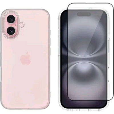 Θήκη & Αντιχαρακτικό Γυαλί Προστασίας Apple iPhone 16 - Vivid Set Gelly Case Σετ Διάφανη Σιλικόνης & Full Face Tempered Glass Οθόνης - Transparent / Black (VIGELLY496GLASSBK)