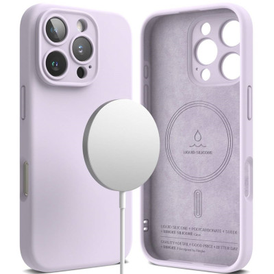 Ανθεκτική MagSafe Θήκη Σιλικόνης - Apple iPhone 16 Pro Max - Ringke Silicone Magnetic - Light Purple (8809961789700)
