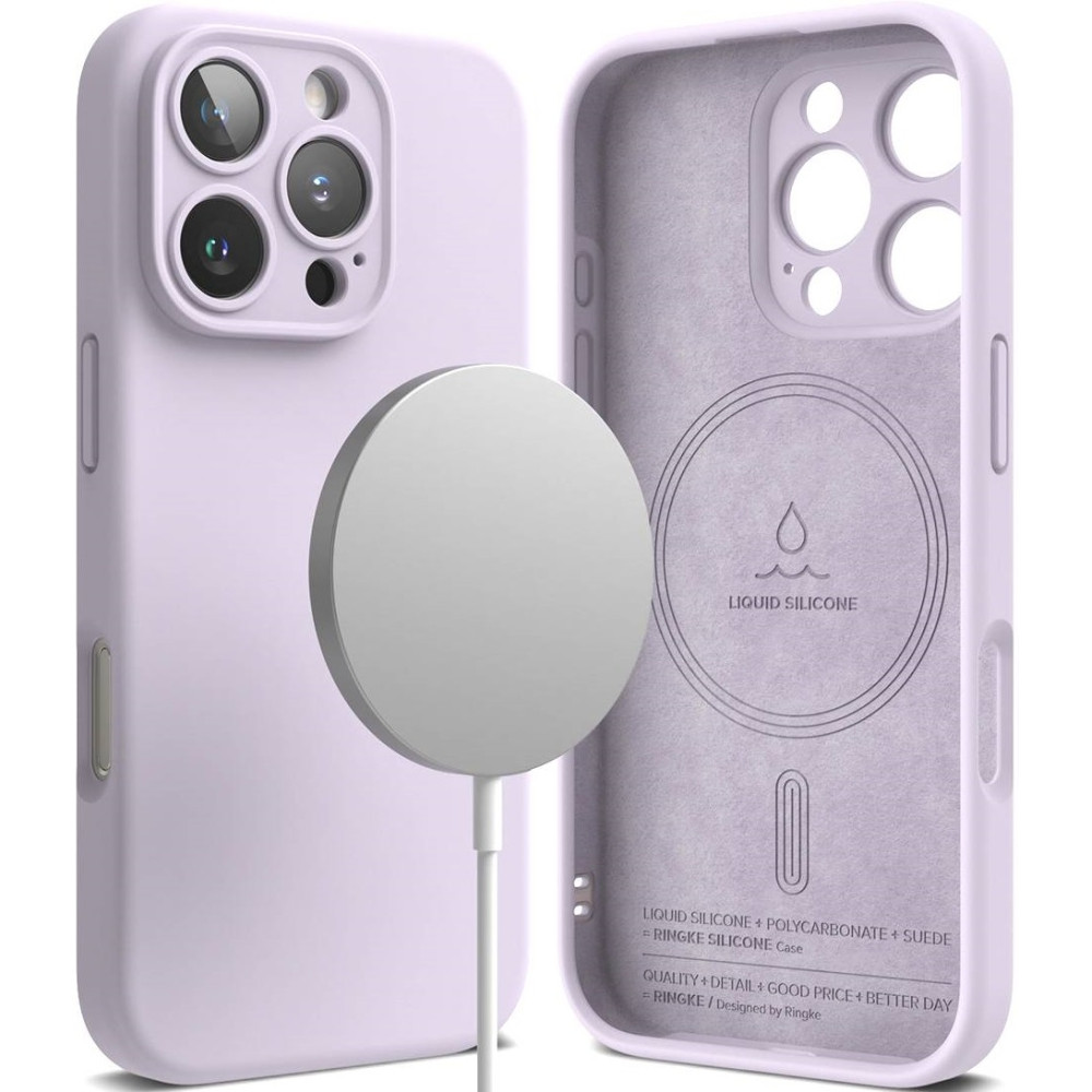 Ανθεκτική MagSafe Θήκη Σιλικόνης - Apple iPhone 16 Pro - Ringke Silicone Magnetic - Light Purple (8800274960039)