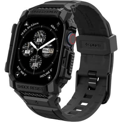 Unibody Θήκη Σιλικόνης - Apple Watch 11 / 10 42mm - Spigen Rugged Armor Pro - Matte Black (ACS08591)