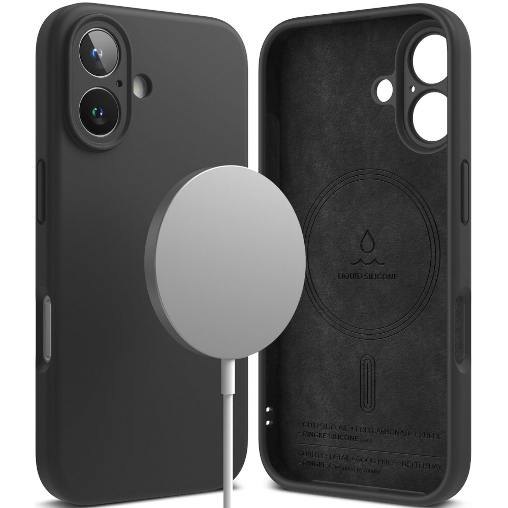 Θήκη Apple iPhone 16 - Ringke Silicone Magnetic Ανθεκτική Σιλικόνης με MagSafe - Black (8800274960572)