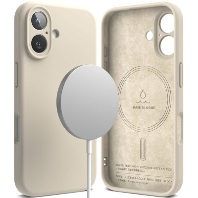 Θήκη Apple iPhone 16 - Ringke Silicone Magnetic Ανθεκτική Σιλικόνης με MagSafe - Stone (8800274960596)