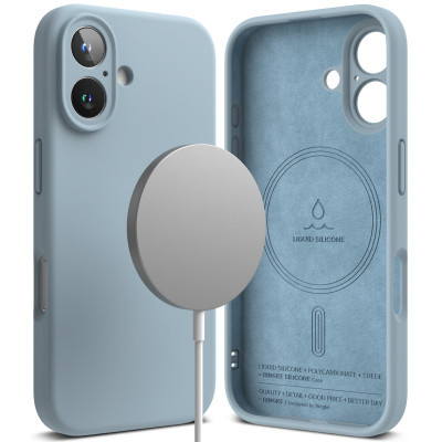 Θήκη Apple iPhone 16 - Ringke Silicone Magnetic Ανθεκτική Σιλικόνης με MagSafe - Blue (8800274960619)
