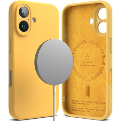 Θήκη Apple iPhone 16 - Ringke Silicone Magnetic Ανθεκτική Σιλικόνης με MagSafe - Yellow (8800274960633)