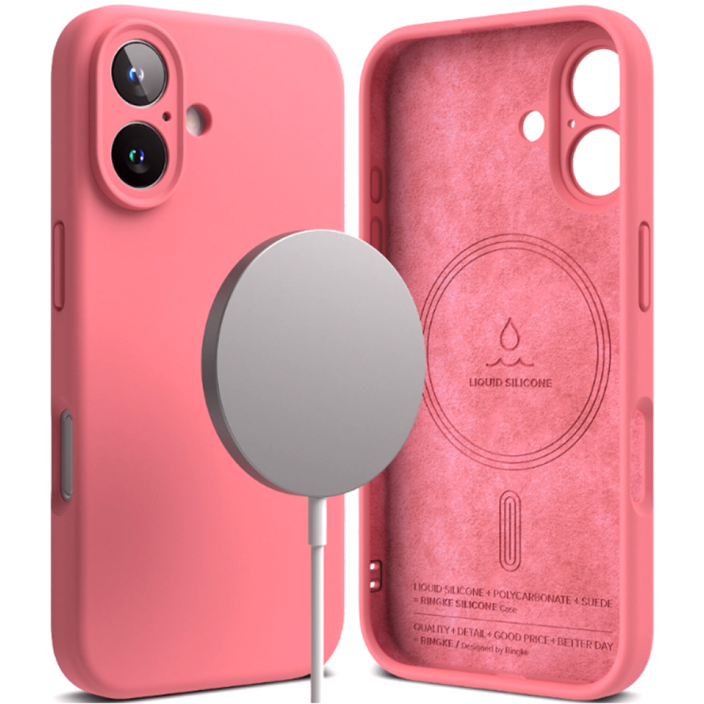 Θήκη Apple iPhone 16 - Ringke Silicone Magnetic Ανθεκτική Σιλικόνης με MagSafe - Pink (8800274960657)