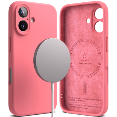 Θήκη Apple iPhone 16 - Ringke Silicone Magnetic Ανθεκτική Σιλικόνης με MagSafe - Pink (8800274960657)