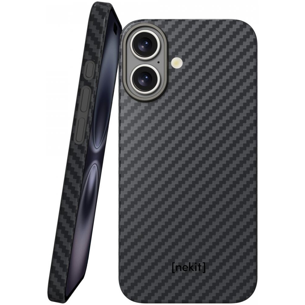 Θήκη Apple iPhone 16 Plus - Nekit Fiber Σκληρή με MagSafe Aramid Fiber - 1mm - 1500D Kevlar - Black (8719246451874)