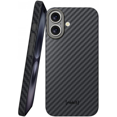 Θήκη Apple iPhone 16 Plus - Nekit Fiber Σκληρή με MagSafe Aramid Fiber - 1mm - 1500D Kevlar - Black (8719246451874)