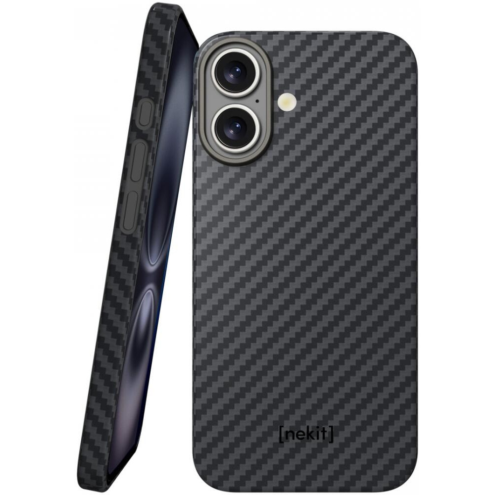 Θήκη Apple iPhone 16 - Nekit Fiber Σκληρή με MagSafe Aramid Fiber - 1mm - 1500D Kevlar - Black (8719246451881)