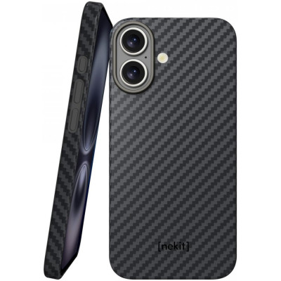 Θήκη Apple iPhone 16 - Nekit Fiber Σκληρή με MagSafe Aramid Fiber - 1mm - 1500D Kevlar - Black (8719246451881)